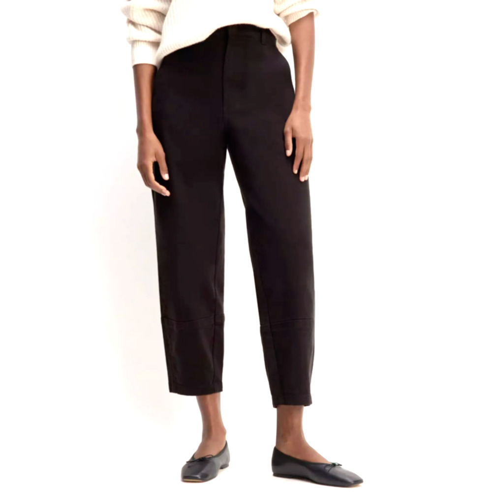 Everlane The Utility Barrel Pant Bone High Rise Black Straight Pockets 00 Tall